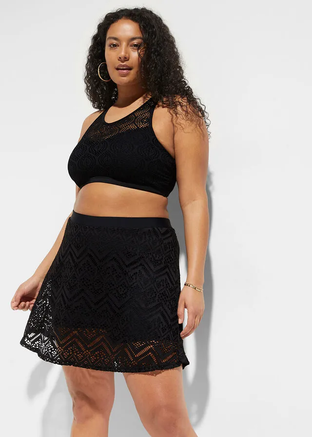Braga de bikini con falda Negro