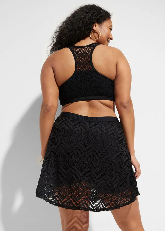 Braga de bikini con falda Negro