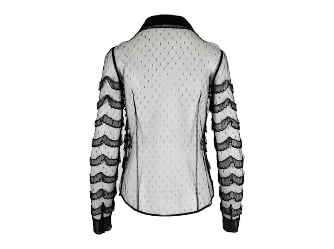 Camisa de encaje transparente con volantes de Red Valentino Negro 