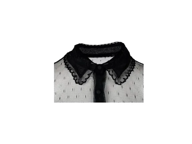 Camisa de encaje transparente con volantes de Red Valentino Negro 