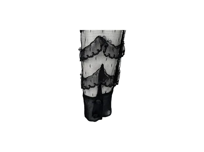 Camisa de encaje transparente con volantes de Red Valentino Negro 