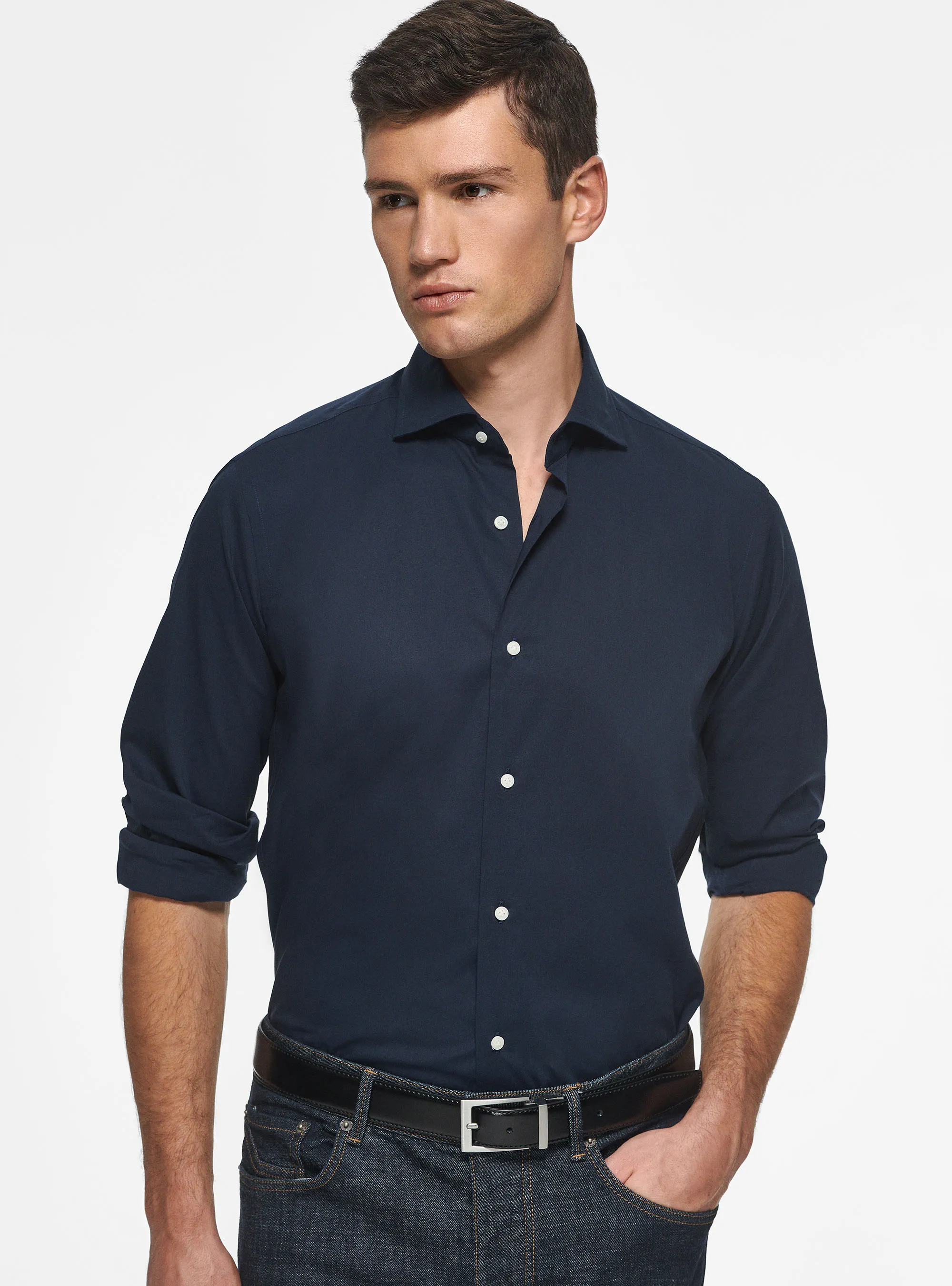 Camisa de popelina elástica