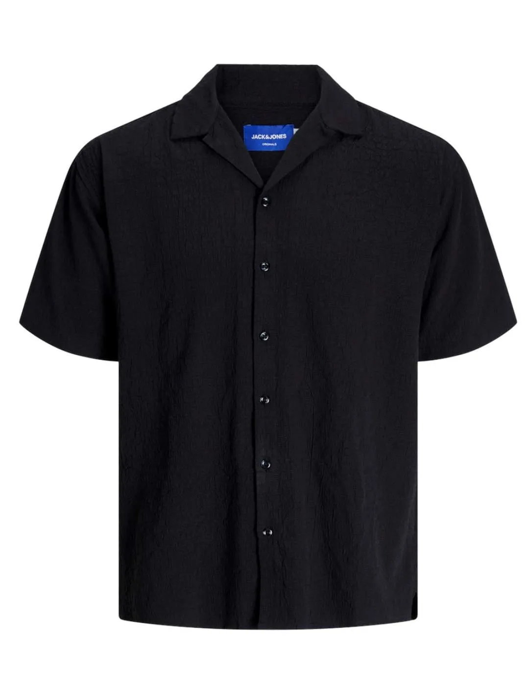 Camisa Jack&Jones Jeff negra textura manga corta de hombre
