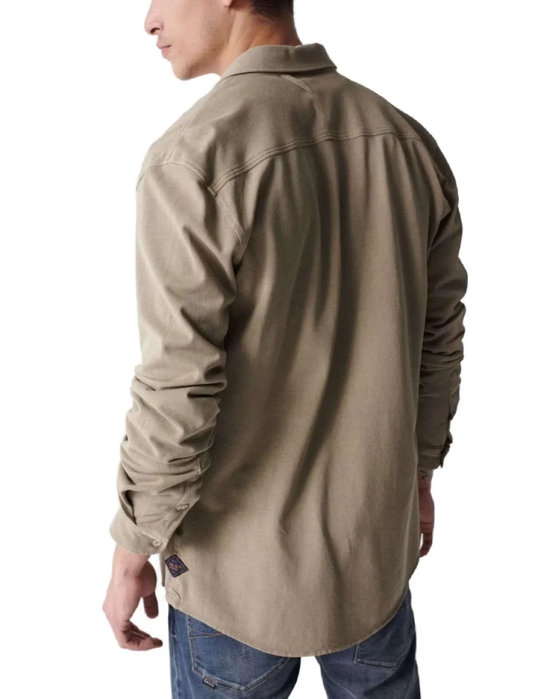 Camisa Salsa de punto con textura punto piqué verde hombre
