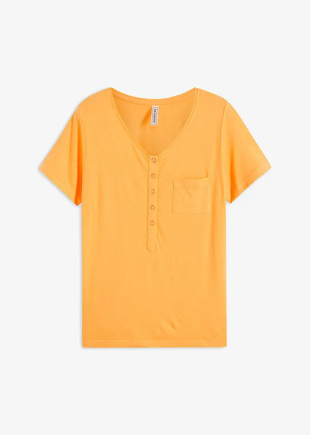 Camiseta con botones Mandarina suave