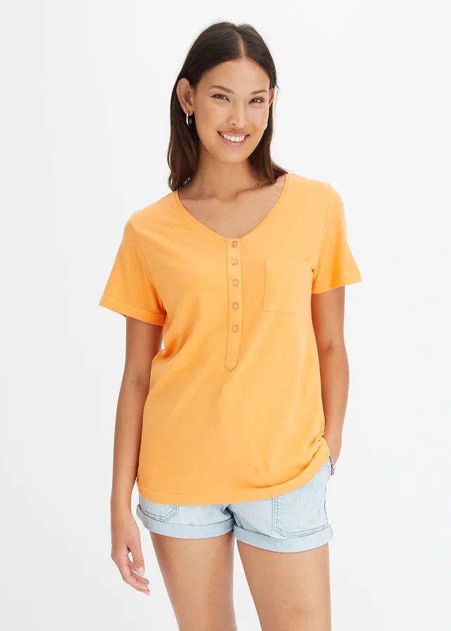 Camiseta con botones Mandarina suave
