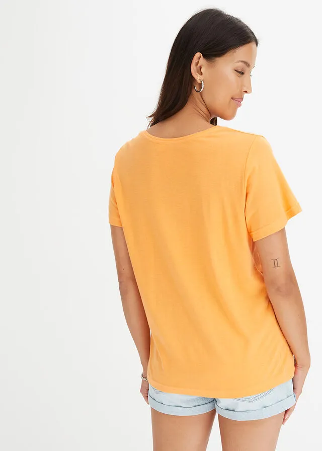 Camiseta con botones Mandarina suave