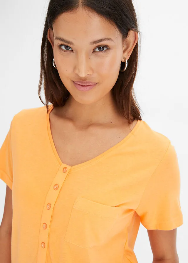 Camiseta con botones Mandarina suave