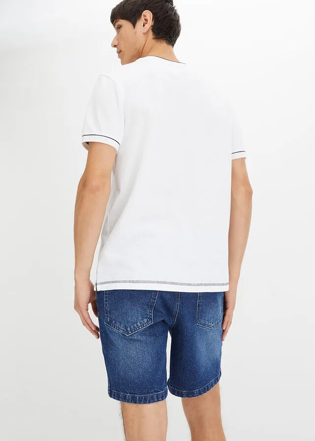 Camiseta con cuello henley Blanco