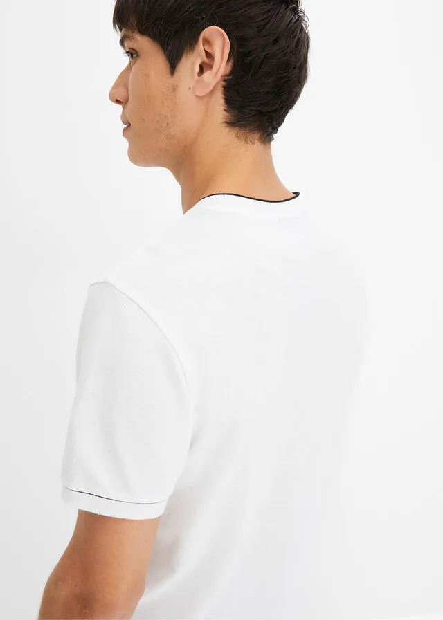 Camiseta con cuello henley Blanco