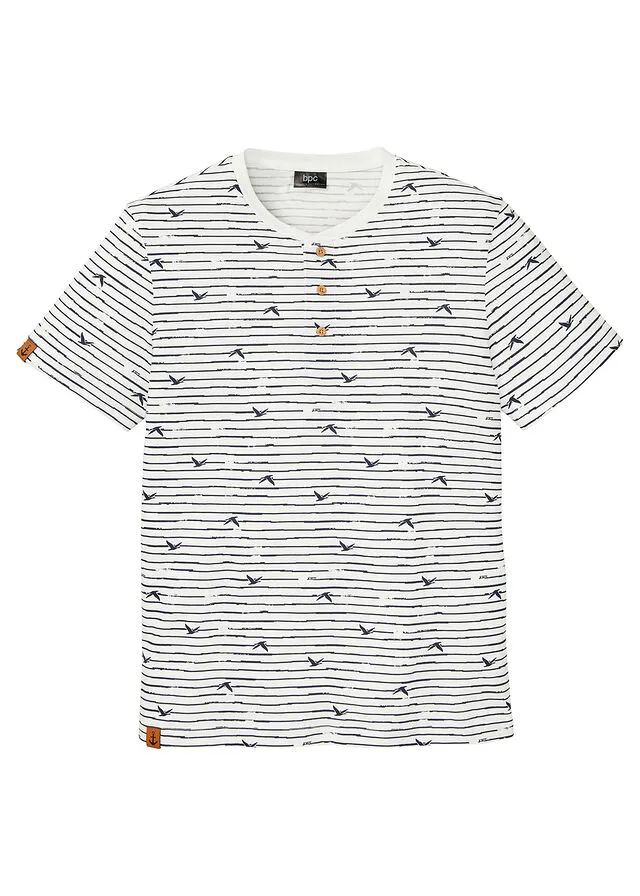 Camiseta con cuello henley naranja oscuro