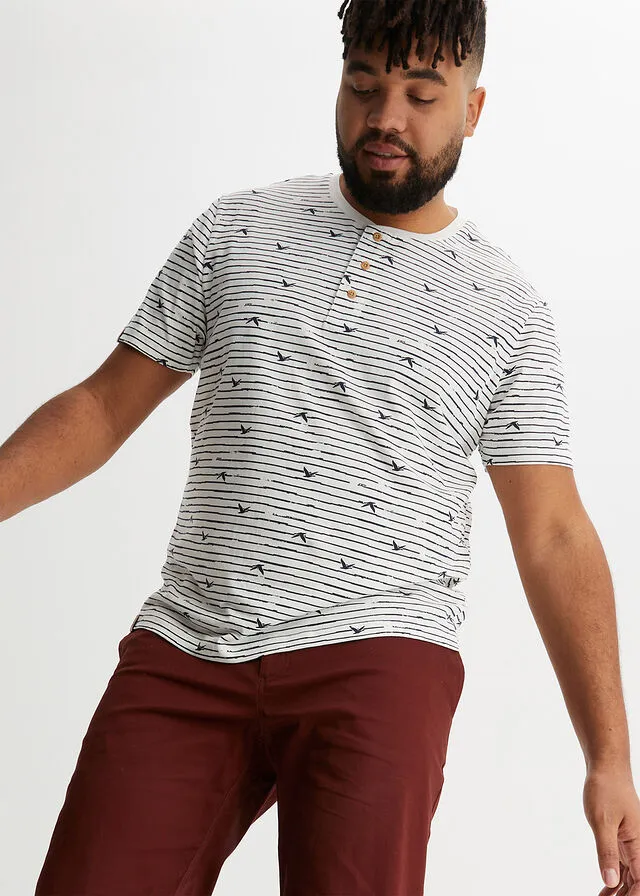 Camiseta con cuello henley naranja oscuro