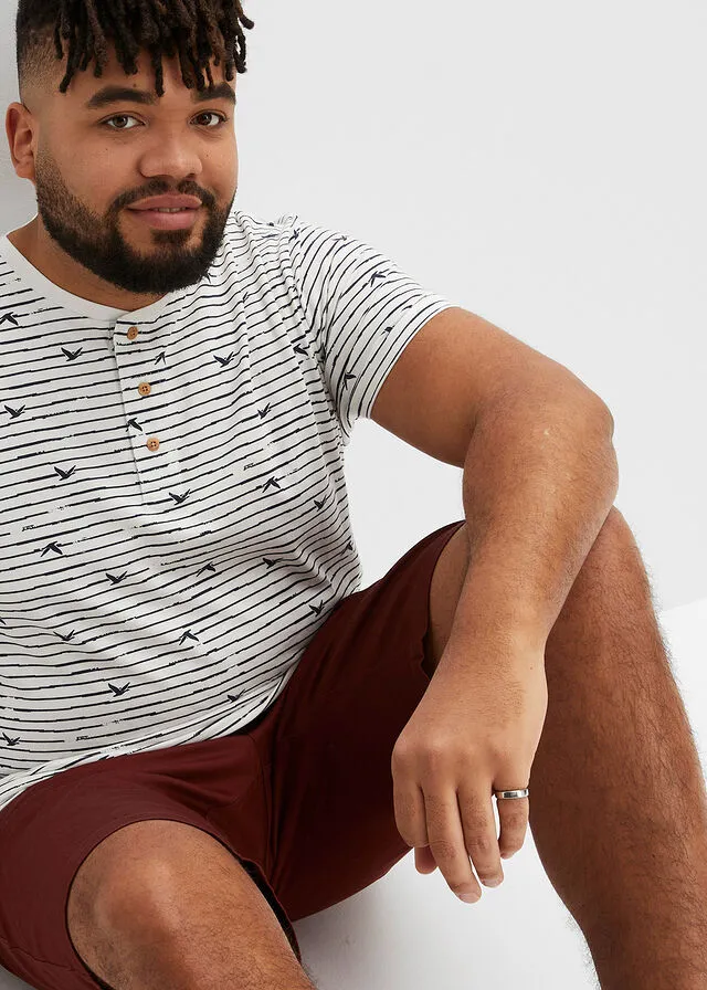 Camiseta con cuello henley naranja oscuro