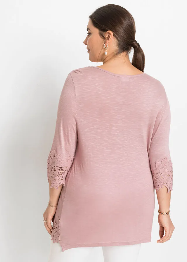 Camiseta con encaje Rosa palo
