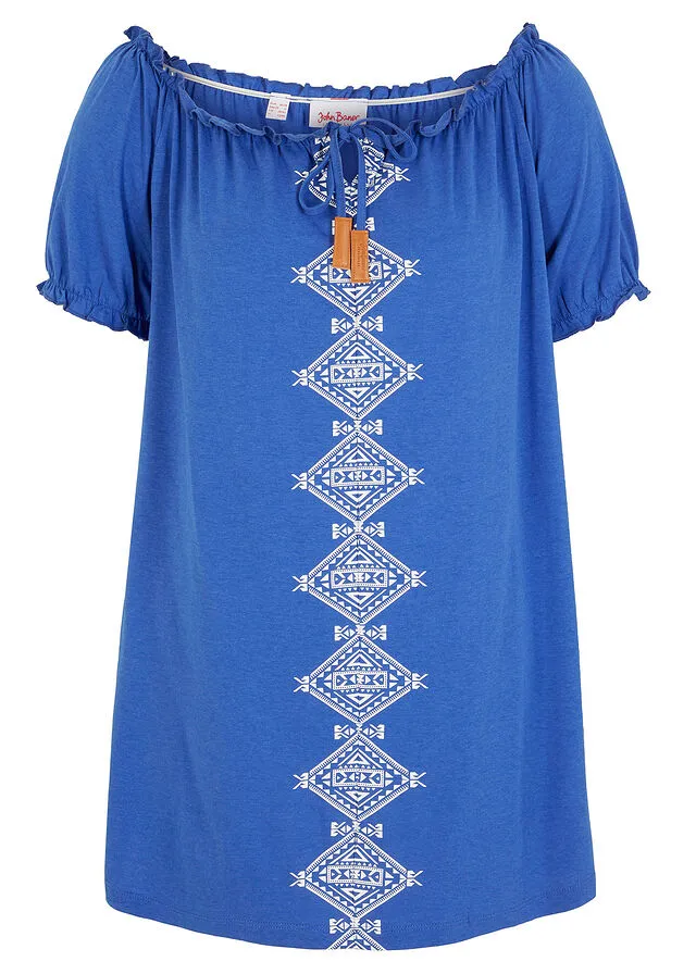 CAMISETA CON ESCOTE BAñERA AZUL ZAFIROBLANCO ESTAMPADO
