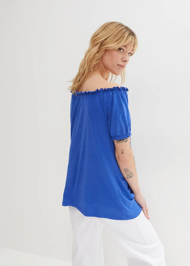 CAMISETA CON ESCOTE BAñERA AZUL ZAFIROBLANCO ESTAMPADO