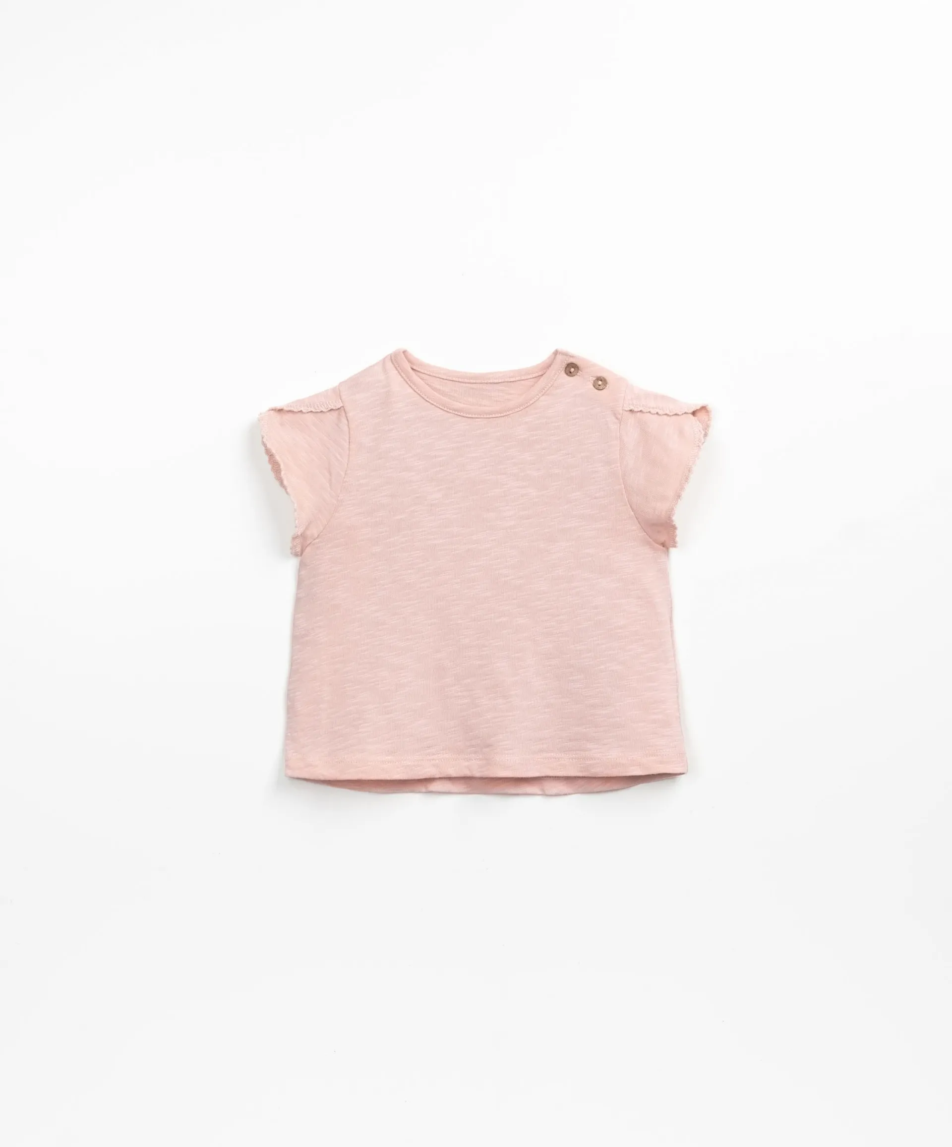 Camiseta de algodón orgánico con botones en el hombro | Textile Art