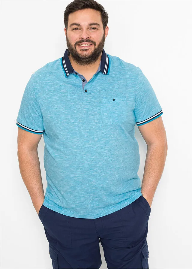 Camiseta de tipo polo Azul claro jaspeado