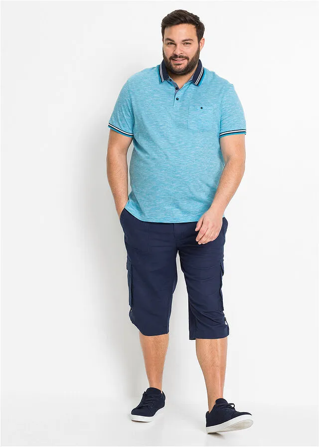 Camiseta de tipo polo Azul claro jaspeado