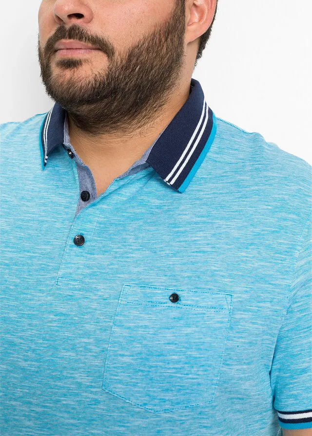 Camiseta de tipo polo Azul claro jaspeado