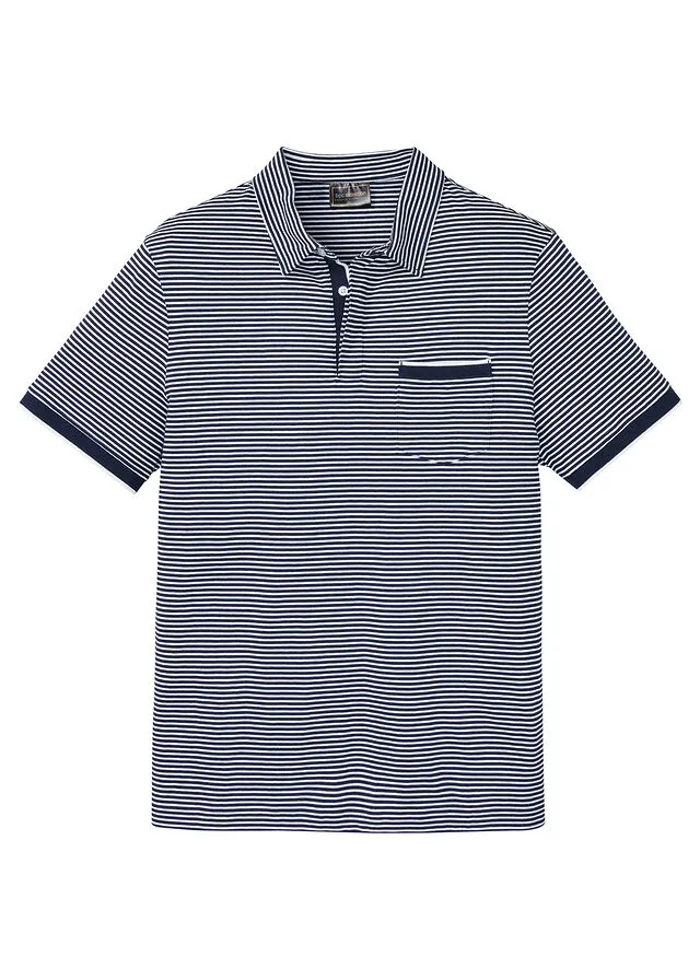 CAMISETA DE TIPO POLO AZUL MARINOBLANCO DE RAYAS