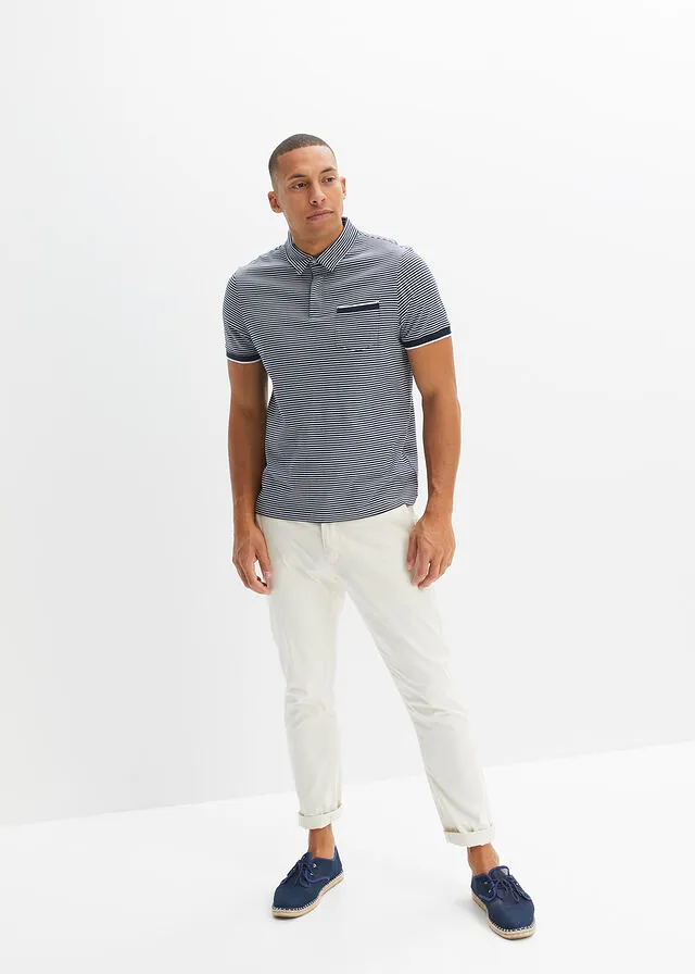 CAMISETA DE TIPO POLO AZUL MARINOBLANCO DE RAYAS