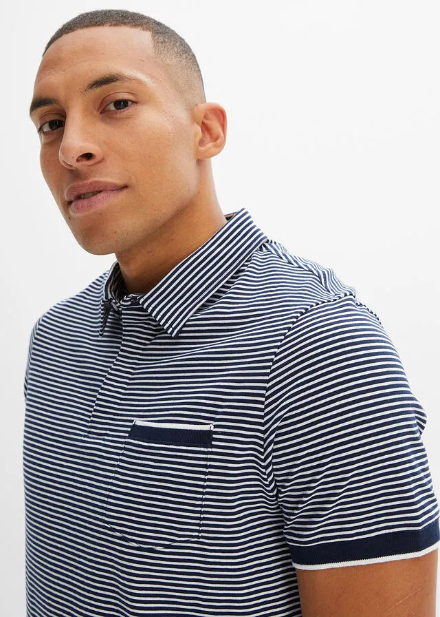 CAMISETA DE TIPO POLO AZUL MARINOBLANCO DE RAYAS