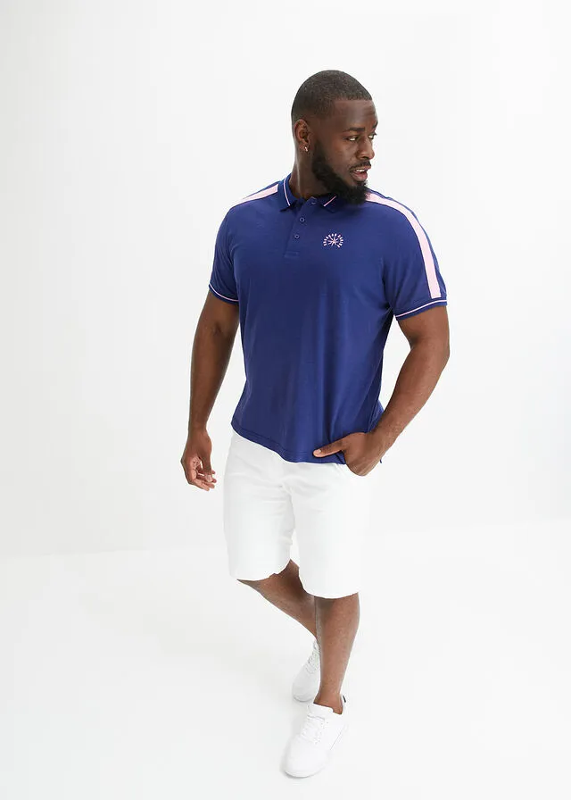 CAMISETA DE TIPO POLO AZUL OXFORDROSA