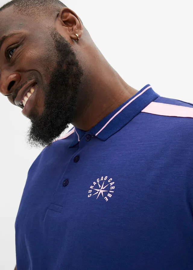 CAMISETA DE TIPO POLO AZUL OXFORDROSA