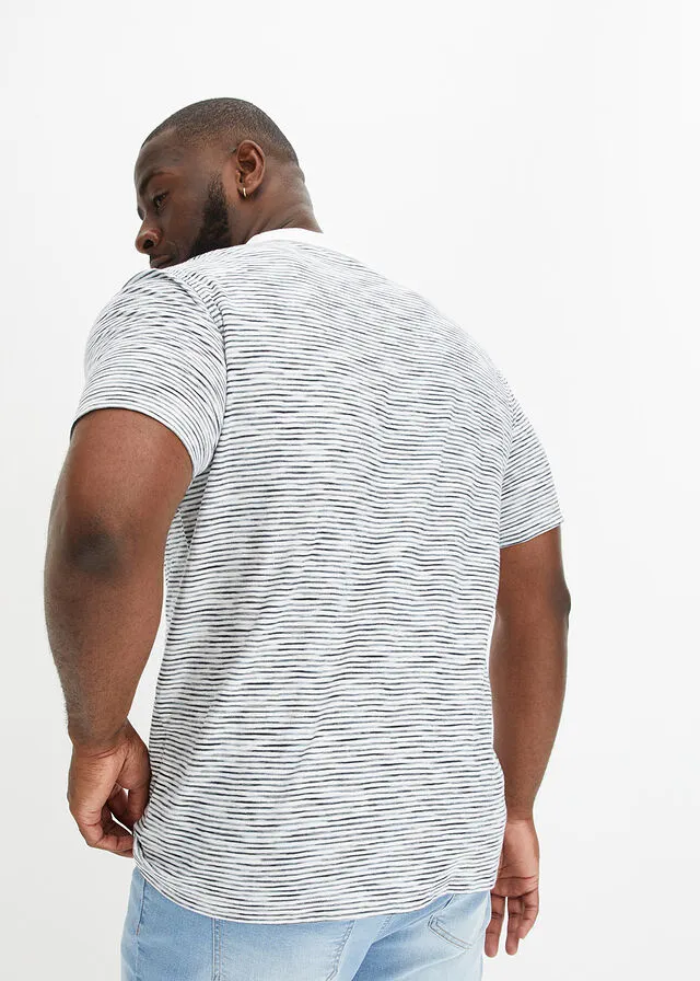 Camiseta de tipo polo Blanco/azul de rayas finas