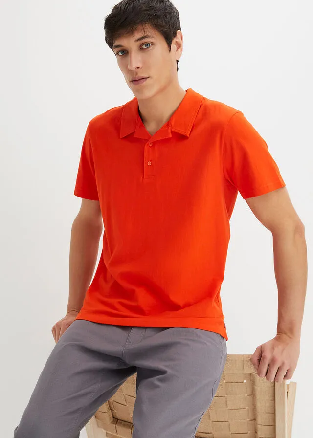 Camiseta de tipo polo naranja sangre