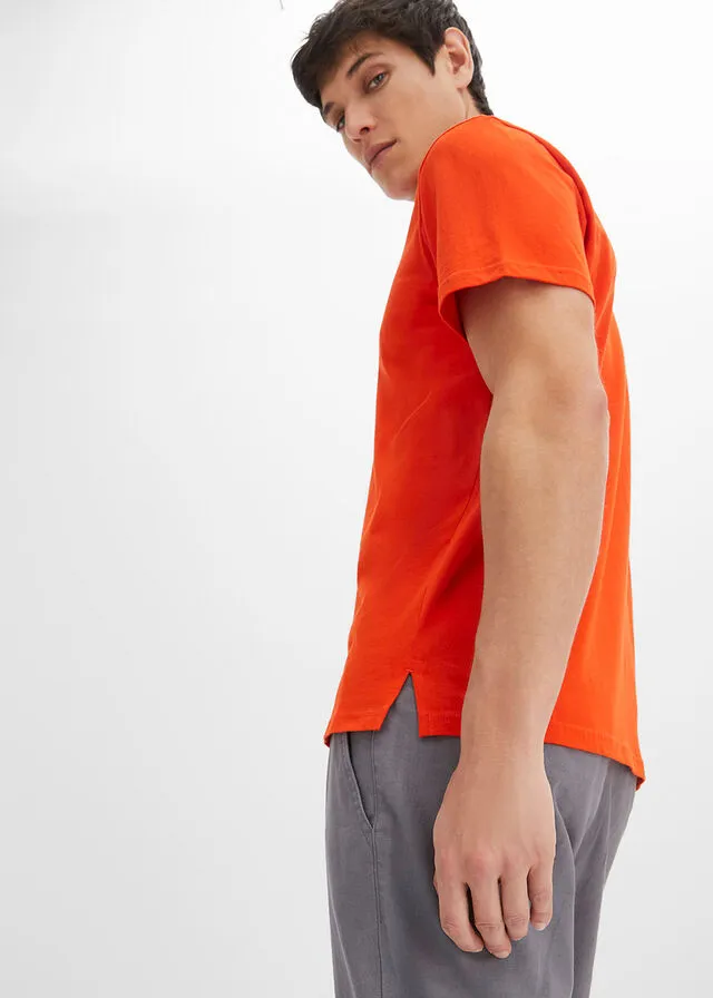 Camiseta de tipo polo naranja sangre