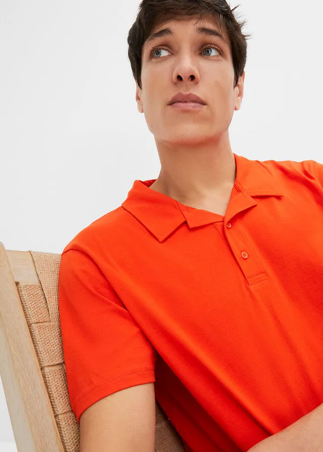 Camiseta de tipo polo naranja sangre