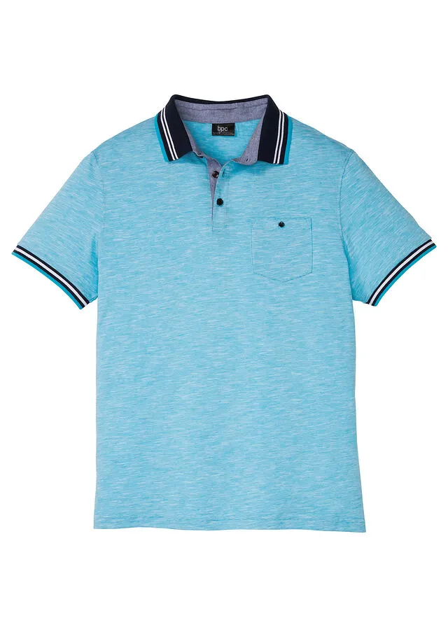 Camiseta de tipo polo Turquesa jaspeado