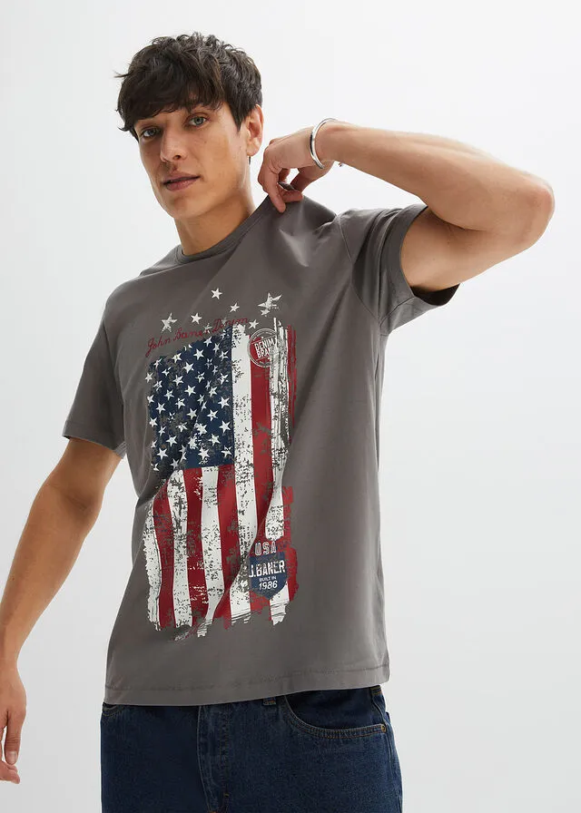 Camiseta Gris ahumado estampado