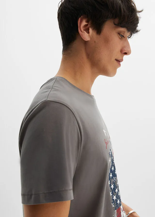 Camiseta Gris ahumado estampado