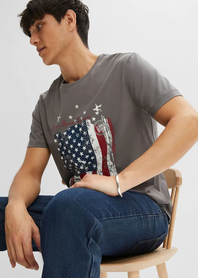 Camiseta Gris ahumado estampado
