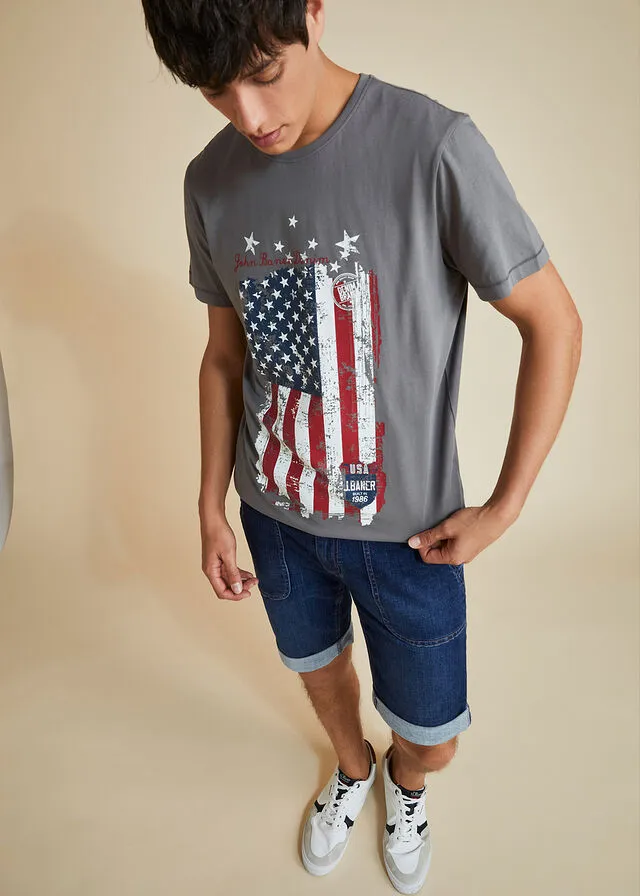 Camiseta Gris ahumado estampado