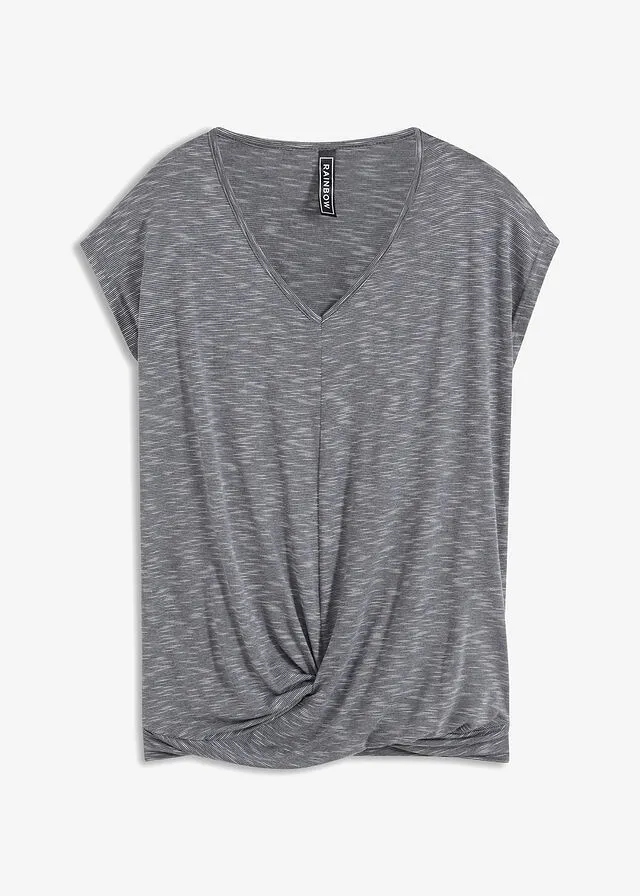 Camiseta jaspeada con nudo Gris jaspeado