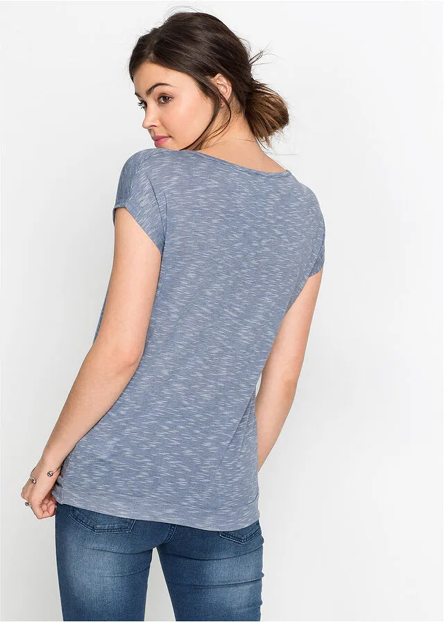 Camiseta jaspeada con nudo Gris jaspeado