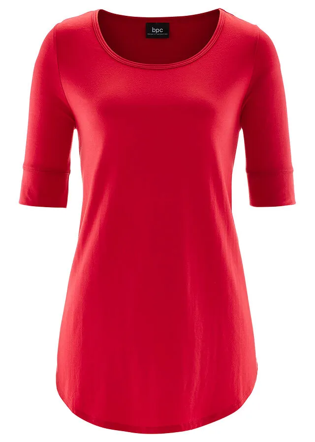 Camiseta larga con media manga Rojo