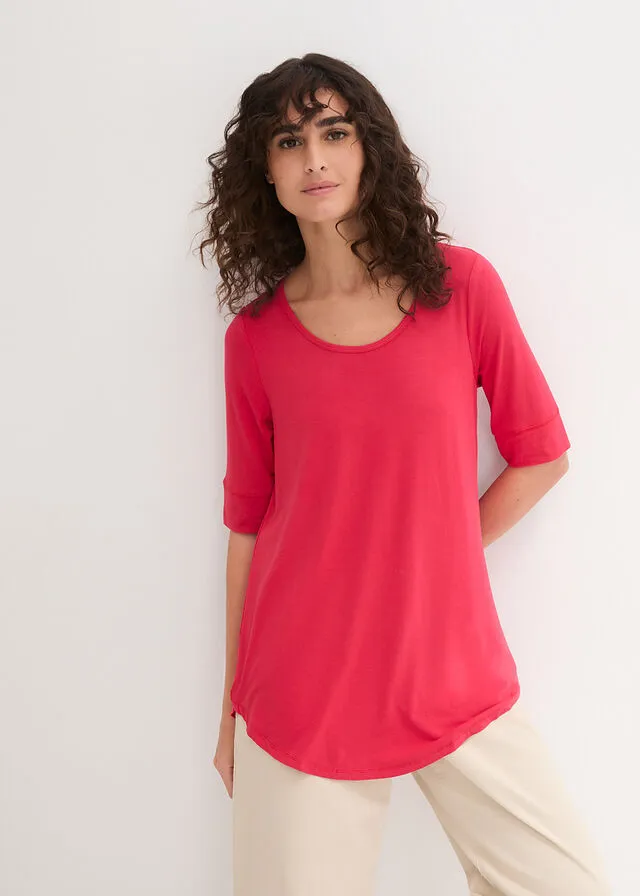 Camiseta larga con media manga Rojo