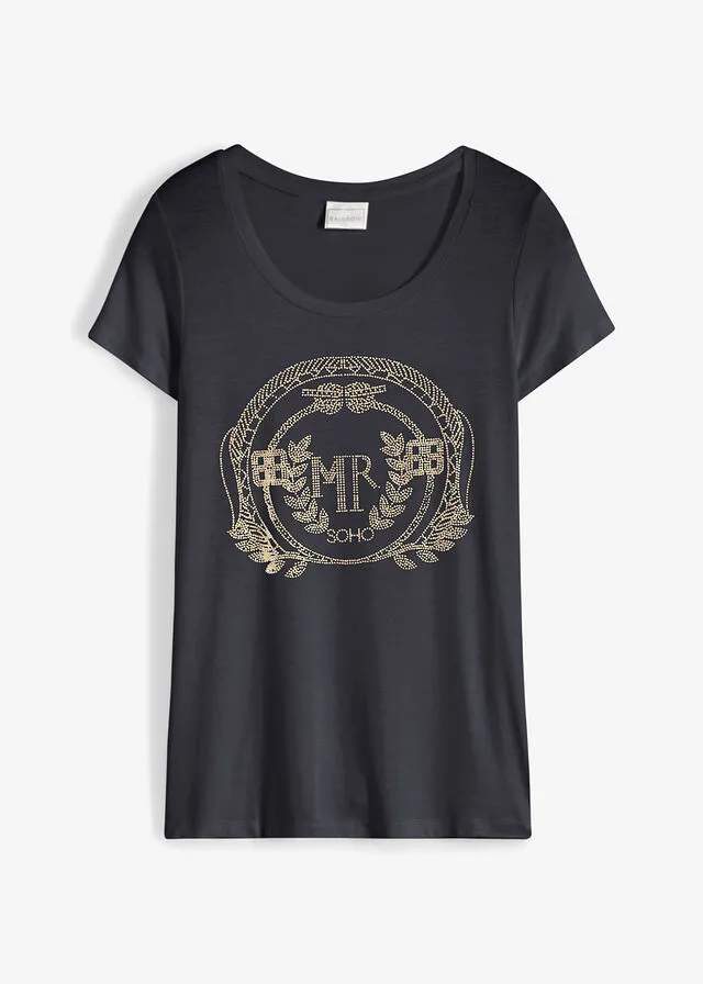 CAMISETA NEGRODORADO ESTAMPADO