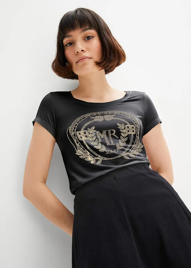 CAMISETA NEGRODORADO ESTAMPADO