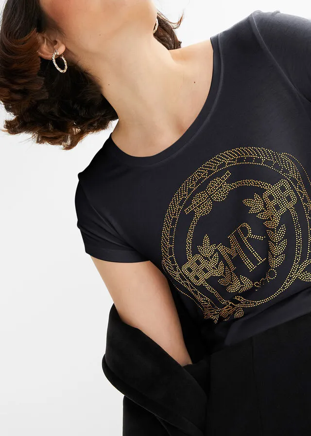 CAMISETA NEGRODORADO ESTAMPADO