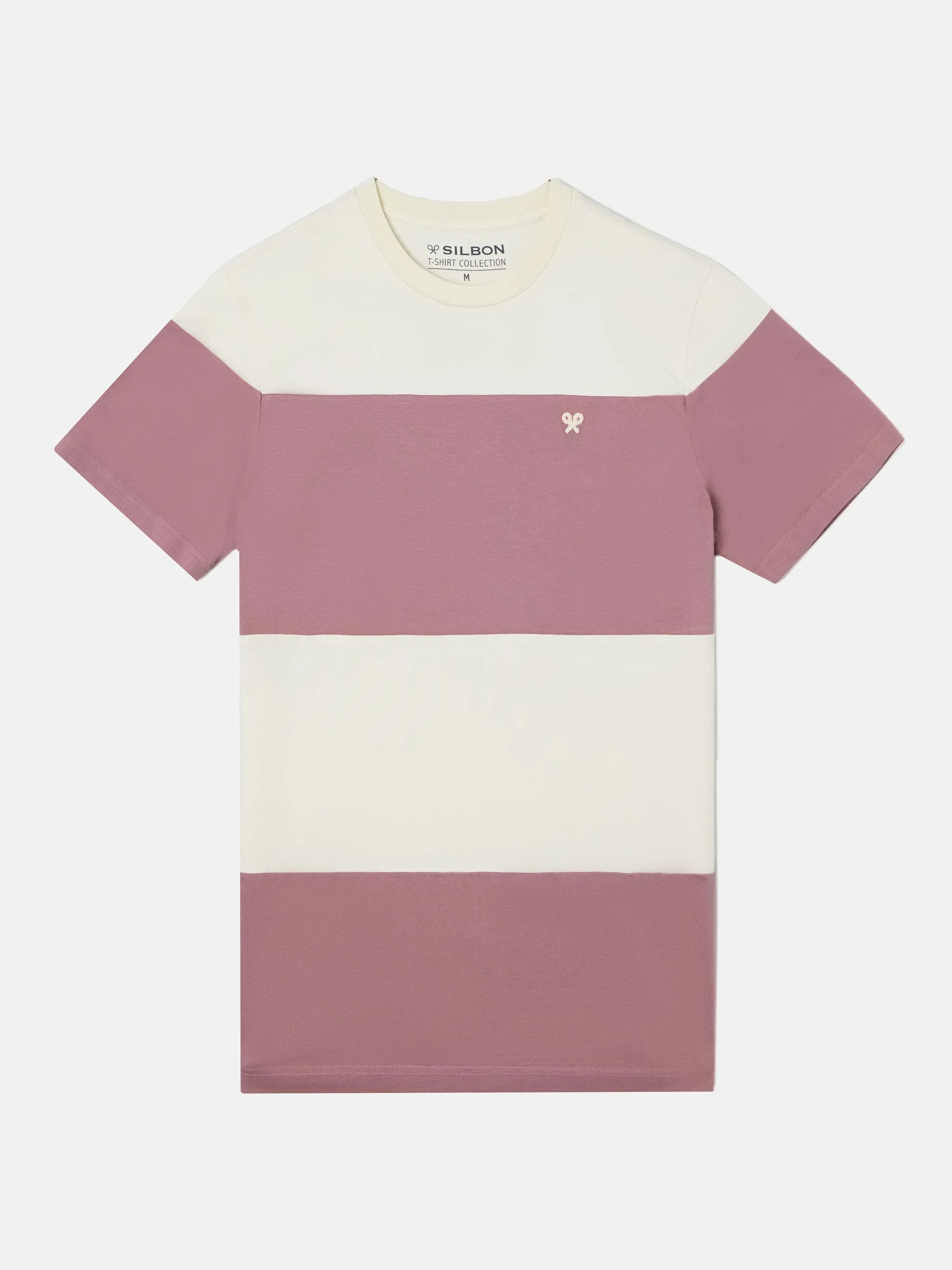 Camiseta raya ancha burdeos