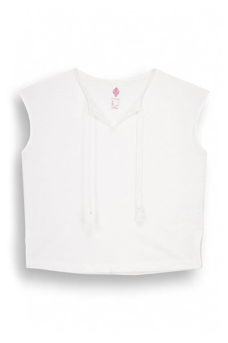 Camiseta textura flamé marfil