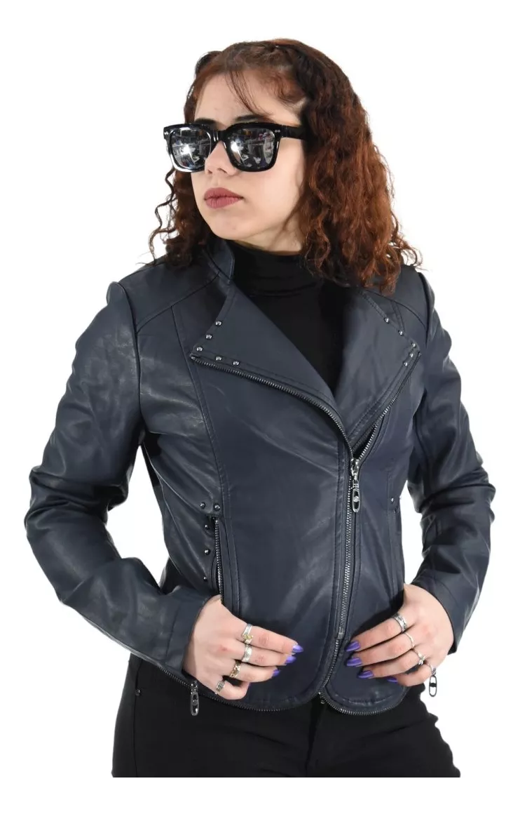 Campera Mujer Corta Elegante Ecocuero Piel Santellon 15552