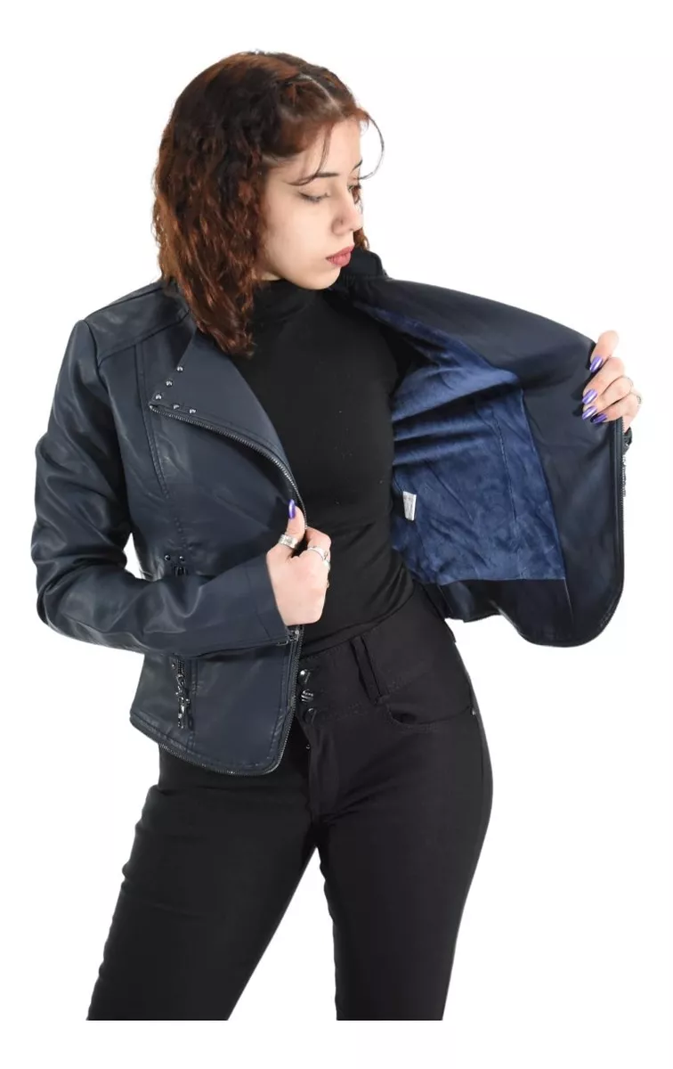 Campera Mujer Corta Elegante Ecocuero Piel Santellon 15552