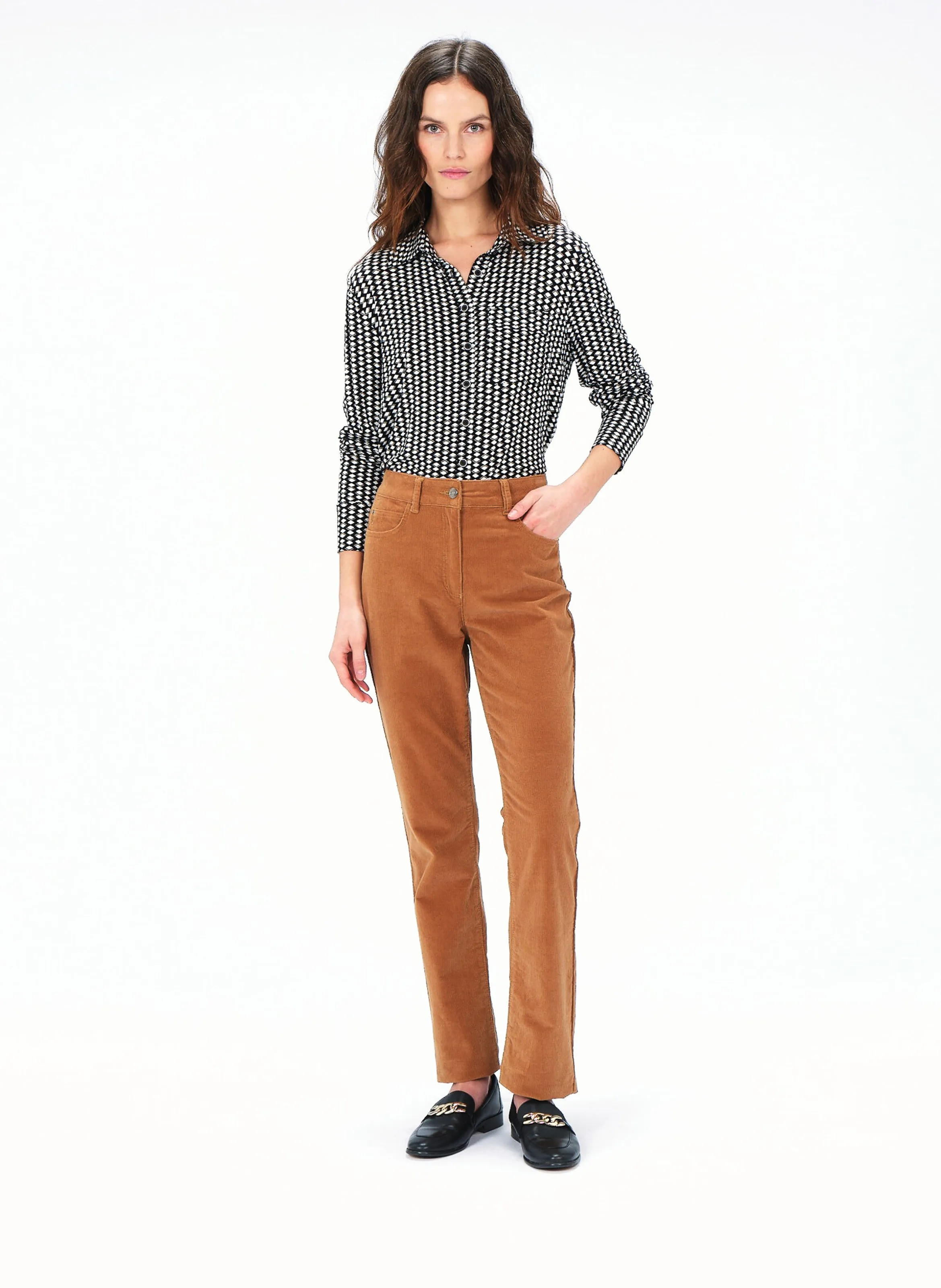 CAROLL PCHICAGOV  PANTALóN DE ALGODóN MEZCLADO RECTO EN MARRON